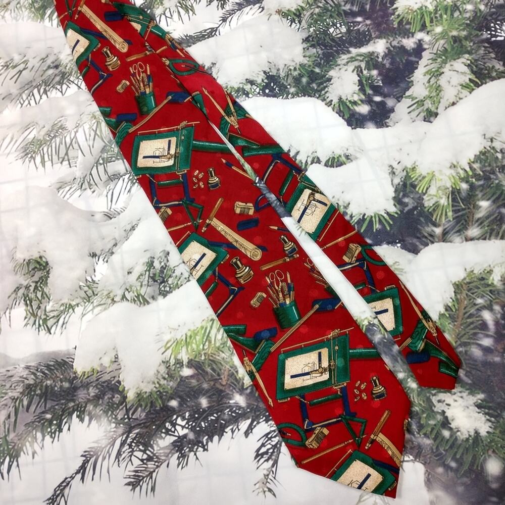Bugatti Red Silk Architect Necktie - Picture 2 of 6